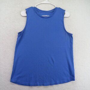J. Jill Perfect Pima Sleeveless Tee Womens Medium 100% Pima Cotton Blue